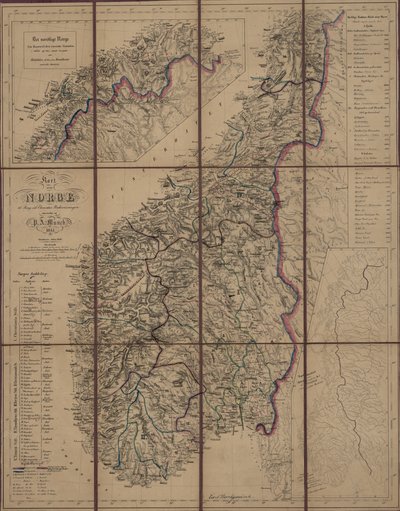 The Map is Published in Christiania (1845) and Shows Norway by P.A. Munch